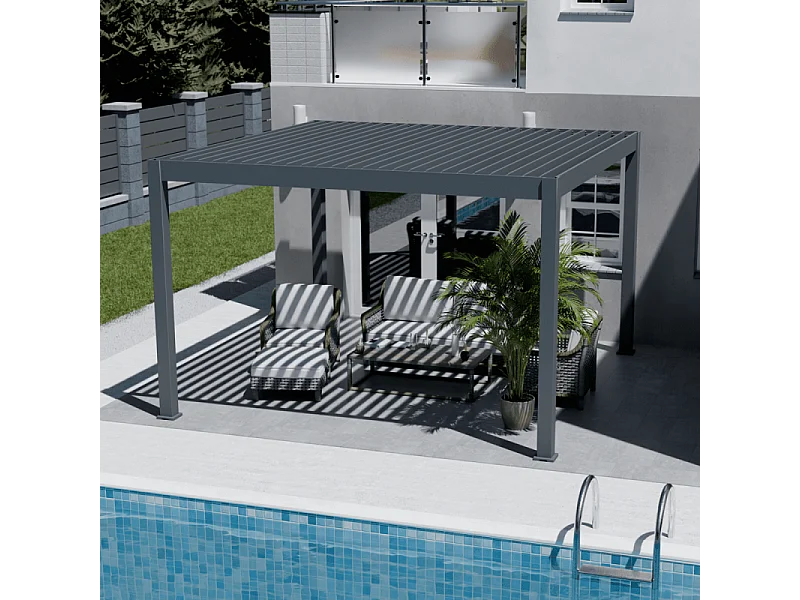 Pergola bioclimatica motorizzata Ombréa ELMO autoportante 4x4M - Antracite
