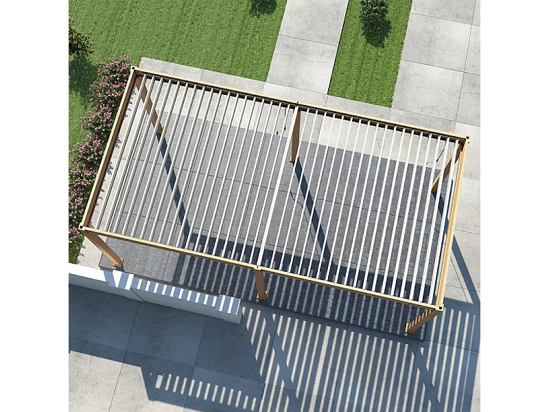 Pergola bioclimatica Ombréa® VS 3 x 6 M Woodlook effetto legno naturale