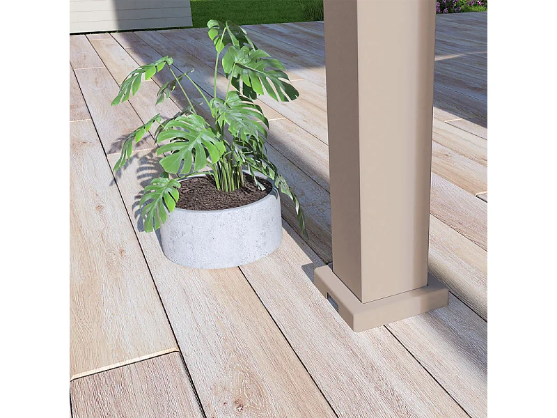 Pergola bioclimatica Ombréa autoportante VS - 3x4M Beige + 1 tenda 4M bianca