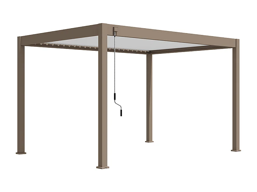 Pergola bioclimatica Ombréa autoportante VS - 3x4M Beige + 1 tenda 4M bianca
