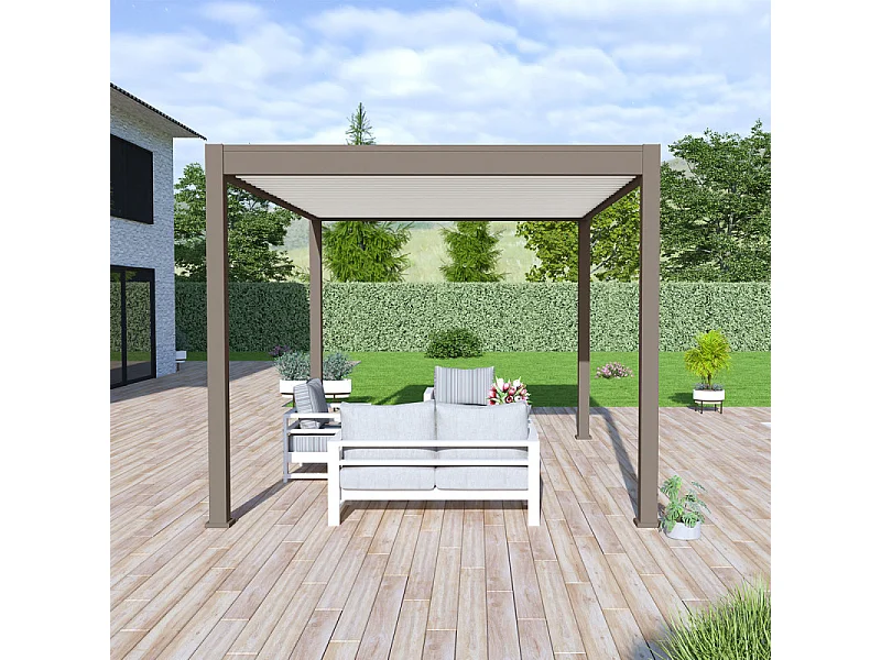 Pergola bioclimatica autoportante Ombréa VS - 3x4M Talpa + 1 tenda 4M bianca