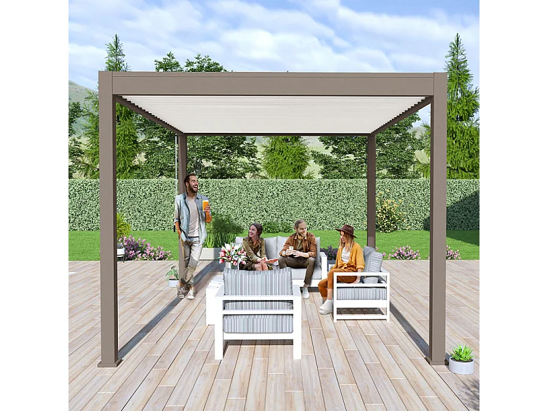 Pergola bioclimatica Ombréa® VS autoportante 3x4M - Talpa - Lamelle bianche