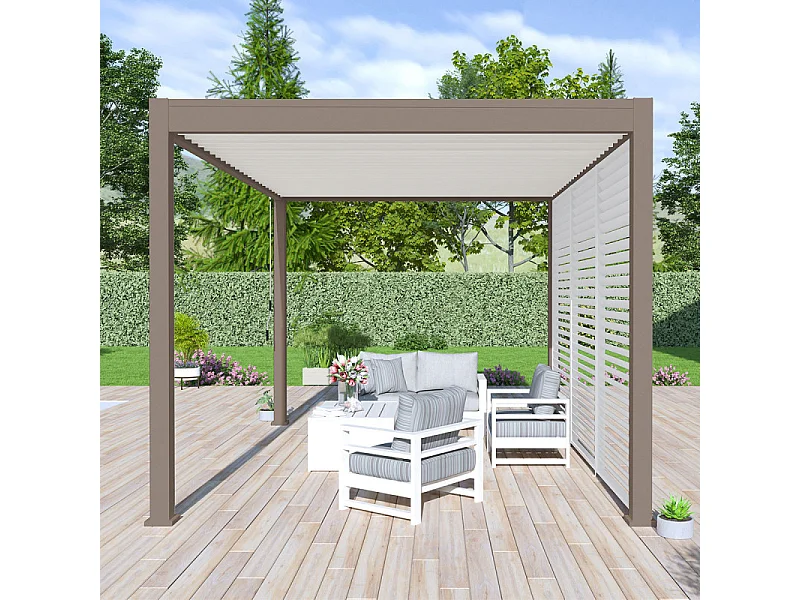 Pergola bioclimatica Ombréa® VS autoportante 3x4M - Talpa - Lamelle bianche