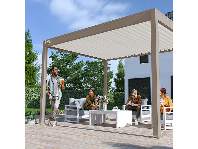 Pergola bioclimatica Ombréa® VS autoportante 3x4M - Talpa - Lamelle bianche