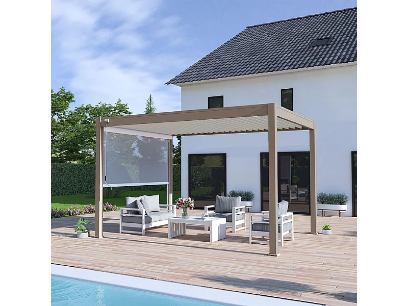 Pergola bioclimatica Ombréa® VS autoportante 3x4M - Talpa - Lamelle bianche