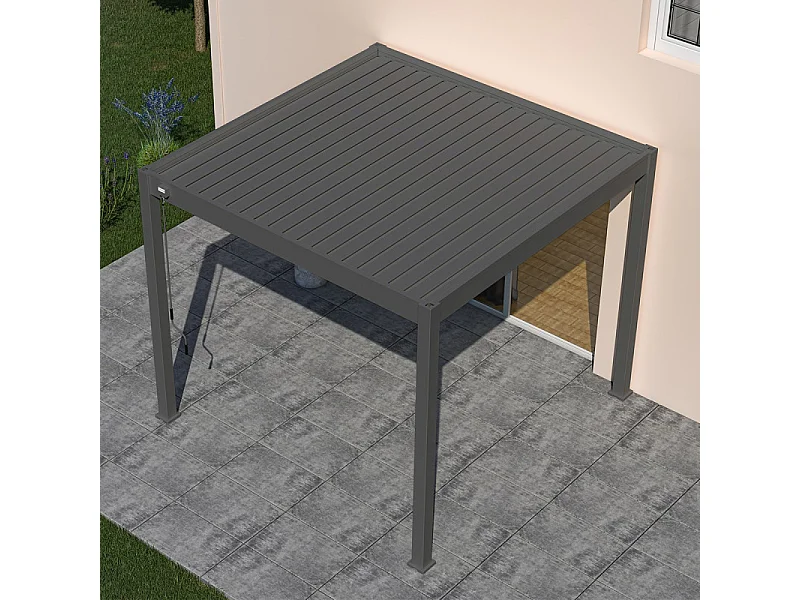 Pergola bioclimatica Ombréa VS autoportante 3x3M - Antracite
