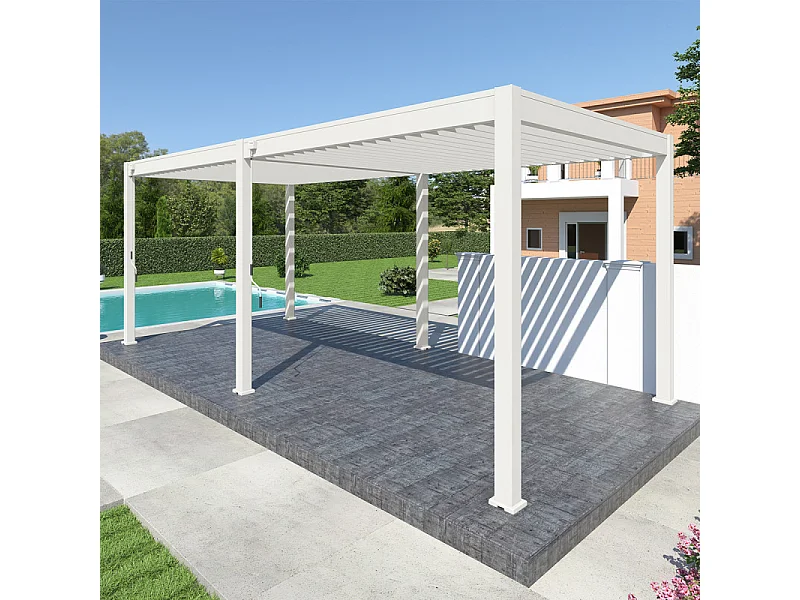 Pergola bioclimatica Ombréa® VS autoportante 3x6M - Bianco