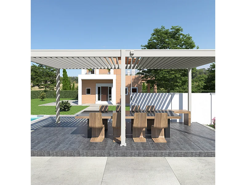 Pergola bioclimatica Ombréa® VS autoportante 3x6M - Bianco