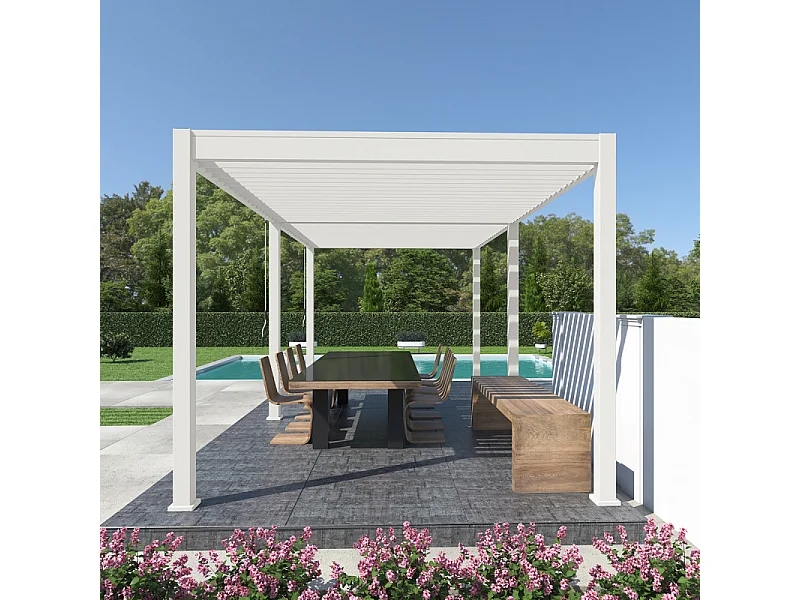 Pergola bioclimatica Ombréa® VS autoportante 3x6M - Bianco