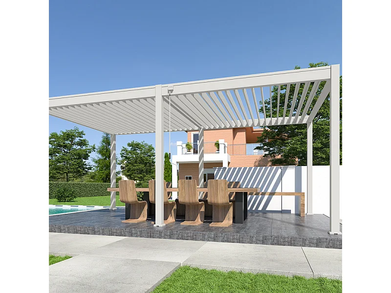 Pergola bioclimatica Ombréa® VS autoportante 3x6M - Bianco
