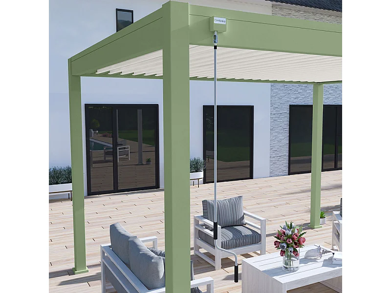 Pergola bioclimatica Ombréa® VS autoportante 3x4M - Verde - Lame bianche