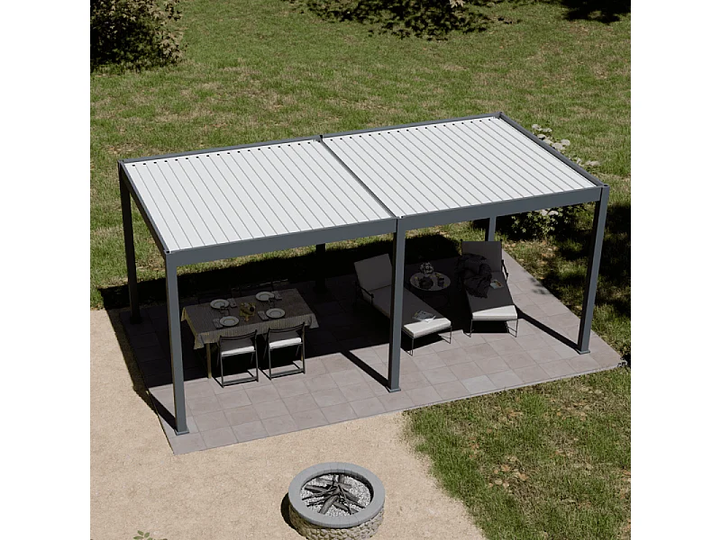 Pergola bioclimatica motorizzata Ombréa ELMO autoportante 3x6M - Antracite/bianco