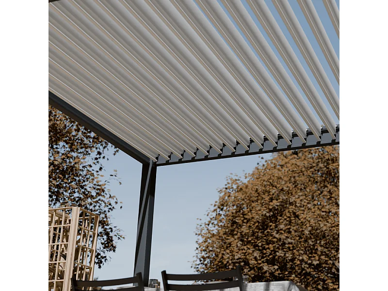 Pergola bioclimatica motorizzata Ombréa ELMO autoportante 3x6M - Antracite/bianco