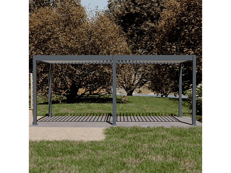 Pergola bioclimatica motorizzata Ombréa ELMO autoportante 3x6M - Antracite/bianco