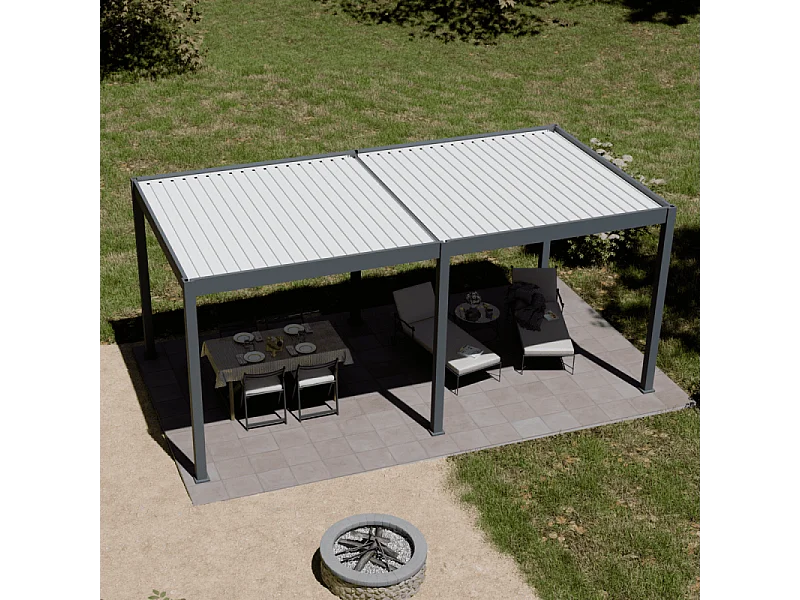 Pergola bioclimatica motorizzata Ombréa ELMO autoportante 3x6M - Antracite/bianco