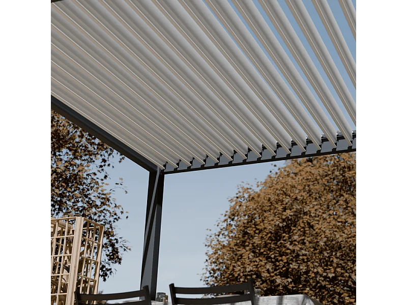 Pergola bioclimatica motorizzata Ombréa ELMO autoportante 3x6M - Antracite/bianco