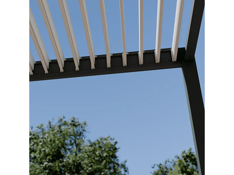 Pergola bioclimatica motorizzata Ombréa ELMO autoportante 3x4M - Antracite/Bianco