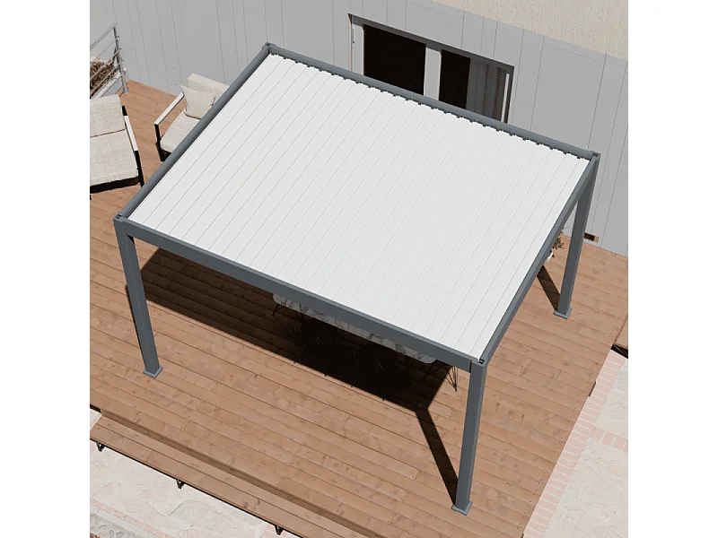 Pergola bioclimatica motorizzata Ombréa ELMO autoportante 3x4M - Antracite/Bianco