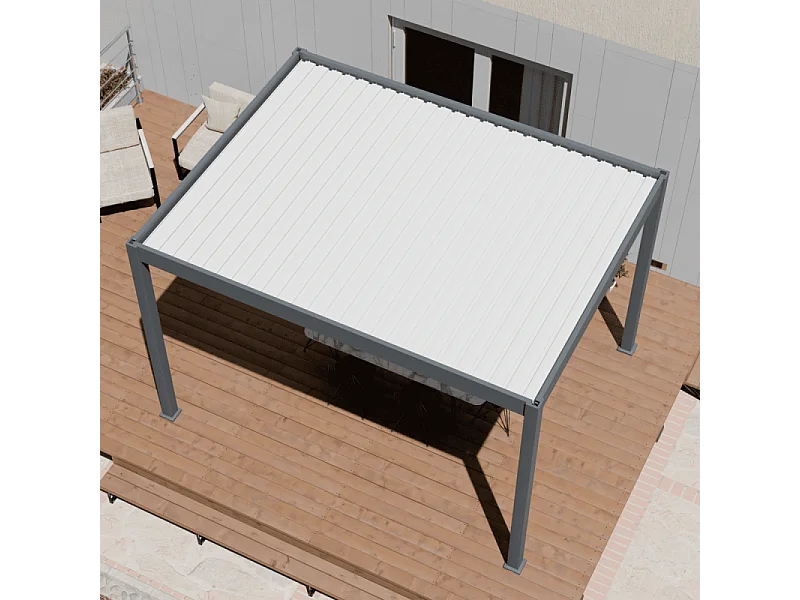 Pergola bioclimatica motorizzata Ombréa ELMO autoportante 3x4M - Antracite/Bianco