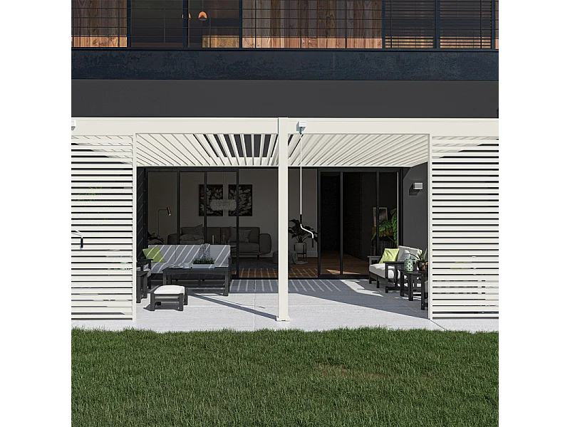 Pergola bioclimatica Ombréa VS addossata 4x6M - V2 - Bianco