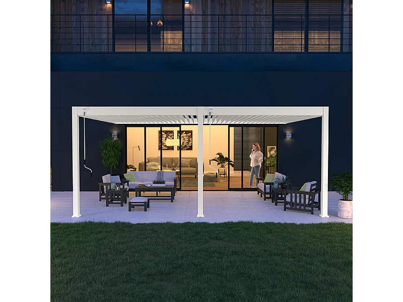 Pergola bioclimatica Ombréa VS addossata 4x6M - V2 - Bianco