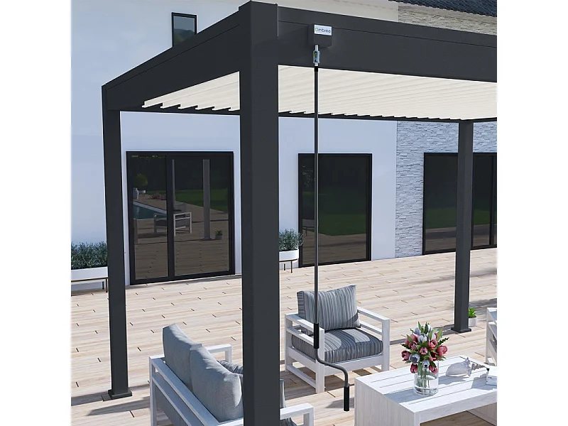 Pergola bioclimatica Ombréa® VS autoportante 3x4M - Antracite - Lamelle bianche
