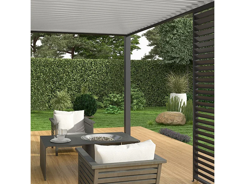 Pergola Bioclimatica Ombréa VS 3x4M addossata - Antracite/Bianco - V2