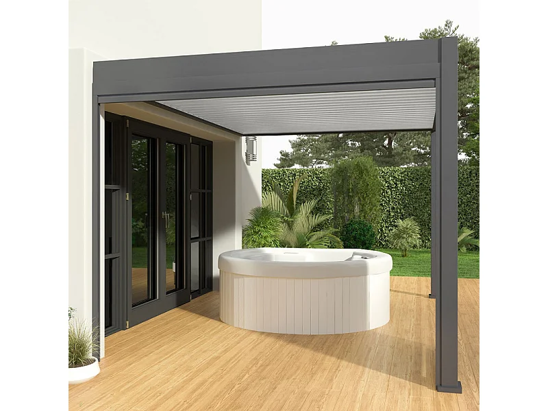 Pergola Bioclimatica Ombréa VS 3x4M addossata - Antracite/Bianco - V2