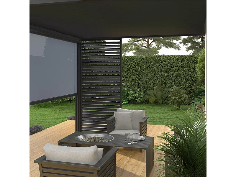 Pergola bioclimatica Ombréa® VS 3x4M adossata - Antracite - V2