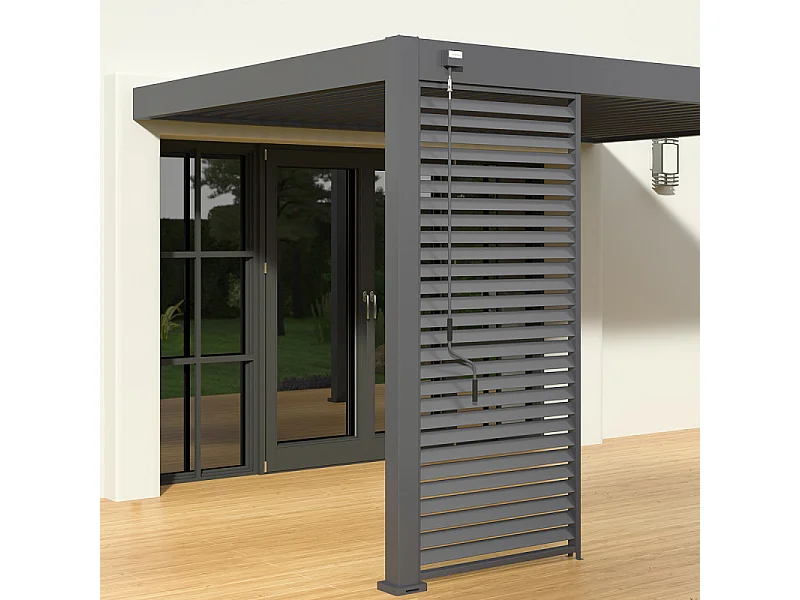 Pergola bioclimatica Ombréa® VS 3x4M adossata - Antracite - V2