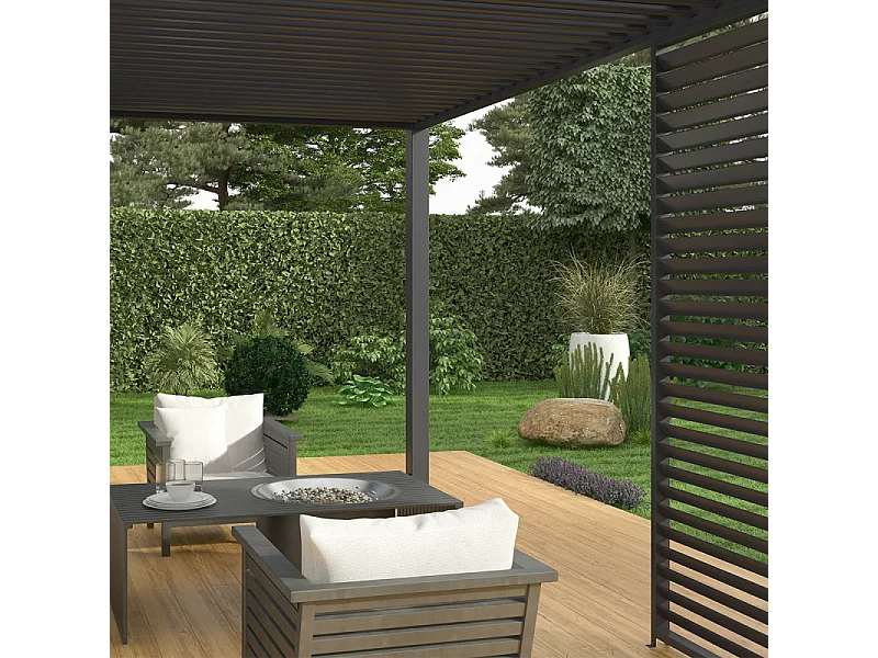 Pergola bioclimatica Ombréa® VS 3x4M adossata - Antracite - V2
