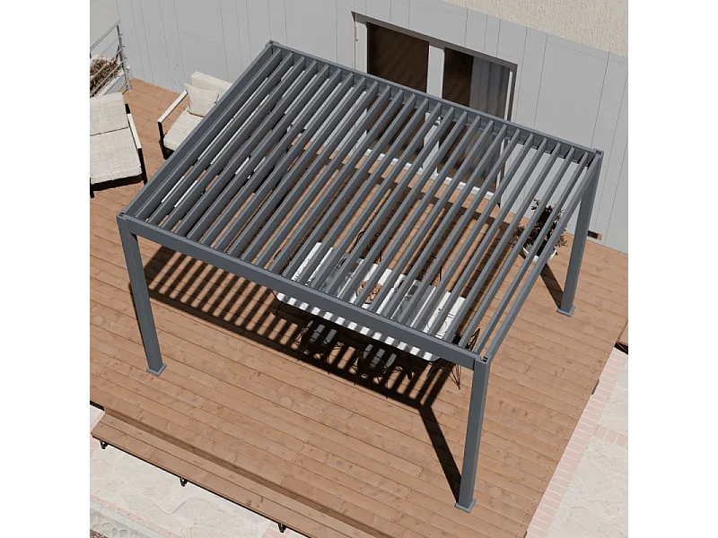 Pergola bioclimatica motorizzata Ombréa ELMO autoportante 3x4M - Antracite