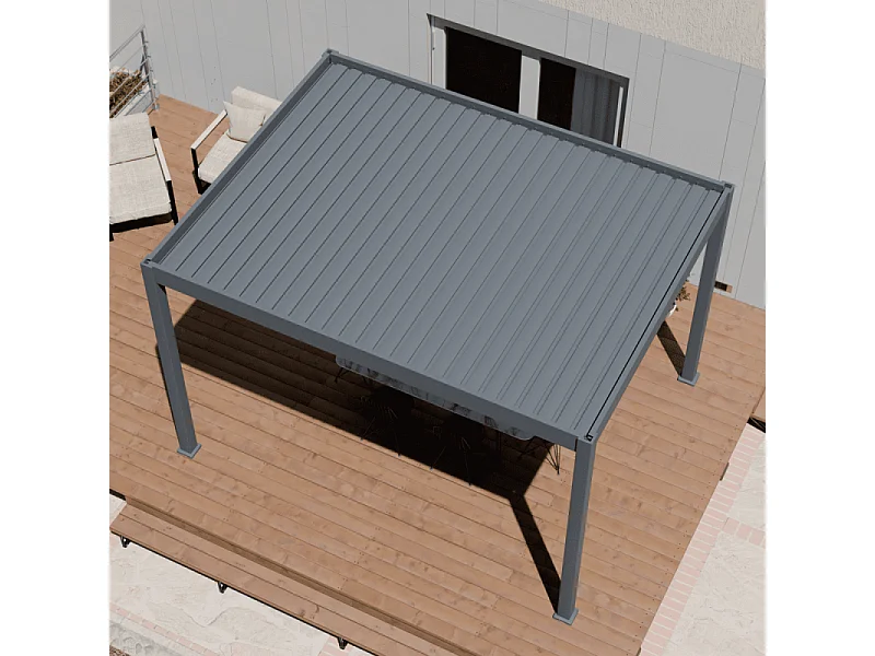 Pergola bioclimatica motorizzata Ombréa ELMO autoportante 3x4M - Antracite