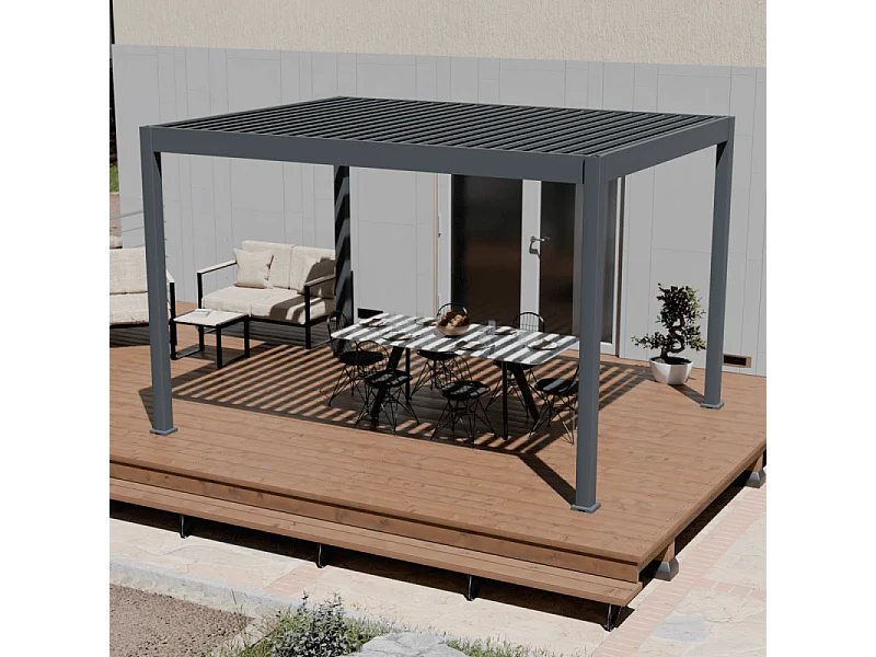 Pergola bioclimatica motorizzata Ombréa ELMO autoportante 3x4M - Antracite