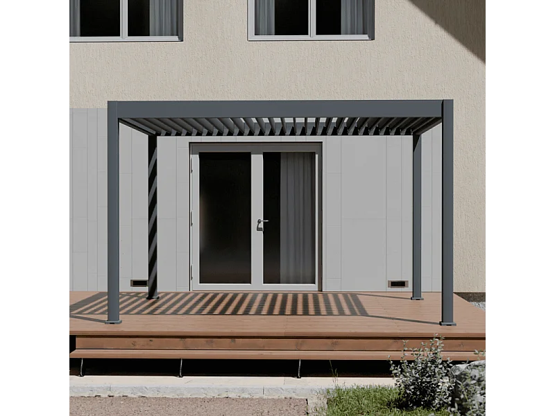 Pergola bioclimatica motorizzata Ombréa ELMO autoportante 3x4M - Antracite