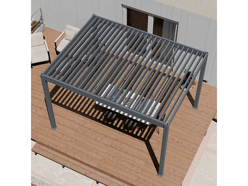 Pergola bioclimatica motorizzata Ombréa ELMO autoportante 3x4M - Antracite