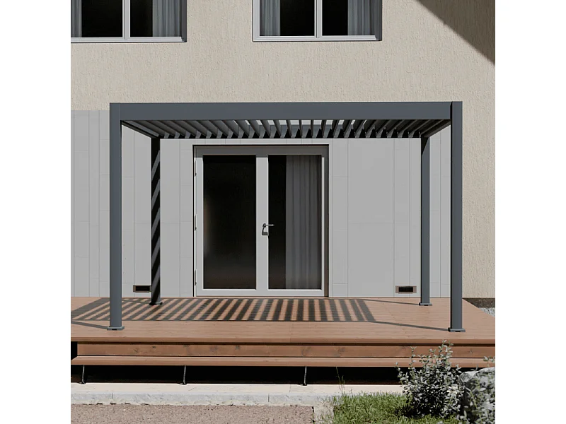 Pergola bioclimatica motorizzata Ombréa ELMO autoportante 3x4M - Antracite