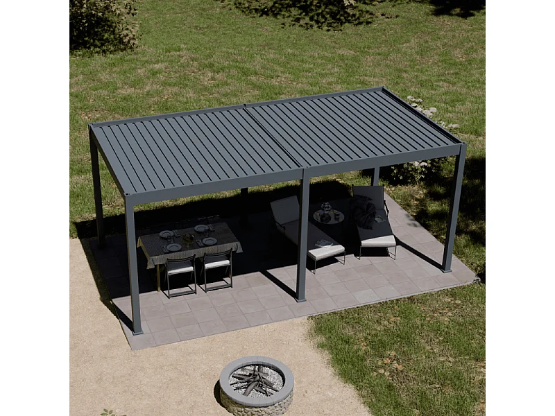 Pergola bioclimatica motorizzata Ombréa ELMO autoportante 3x6M - Antracite
