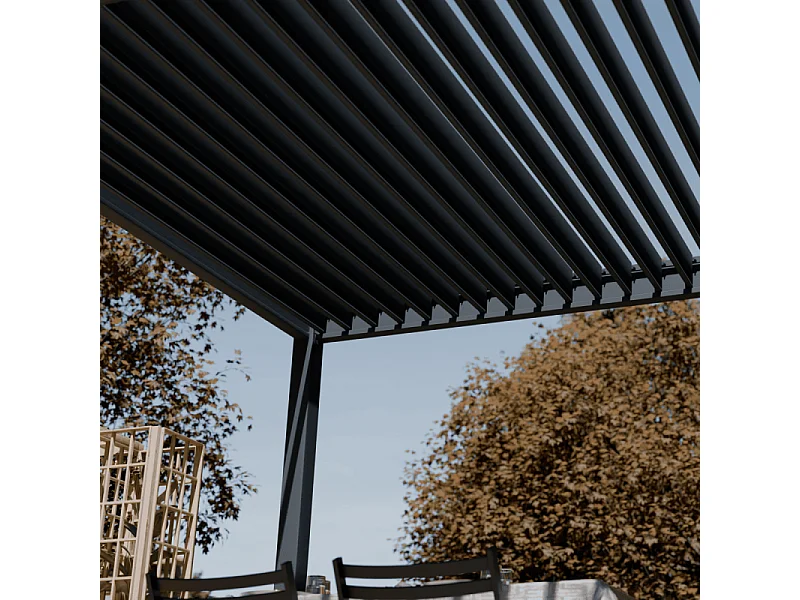 Pergola bioclimatica motorizzata Ombréa ELMO autoportante 3x6M - Antracite