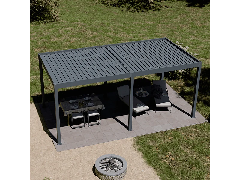 Pergola bioclimatica motorizzata Ombréa ELMO autoportante 3x6M - Antracite