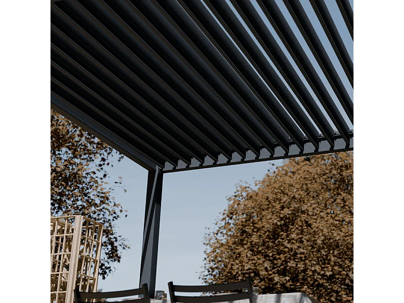 Pergola bioclimatica motorizzata Ombréa ELMO autoportante 3x6M - Antracite