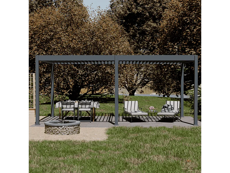 Pergola bioclimatica motorizzata Ombréa ELMO autoportante 3x6M - Antracite