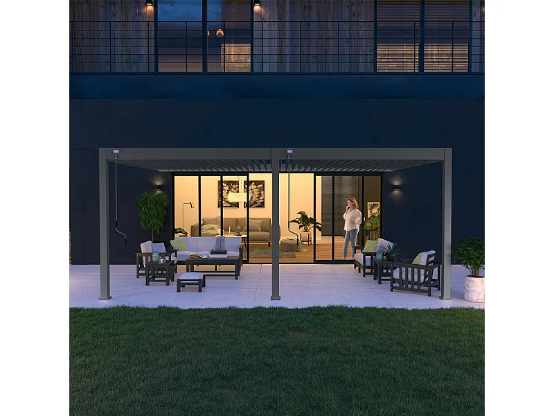 Pergola bioclimatica Ombréa VS addossata 4x6M - V2 - Antracite