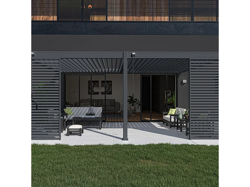 Pergola bioclimatica Ombréa VS addossata 4x6M - V2 - Antracite