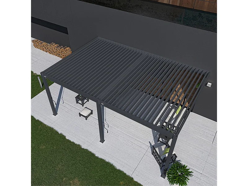 Pergola bioclimatica Ombréa VS addossata 4x6M - V2 - Antracite
