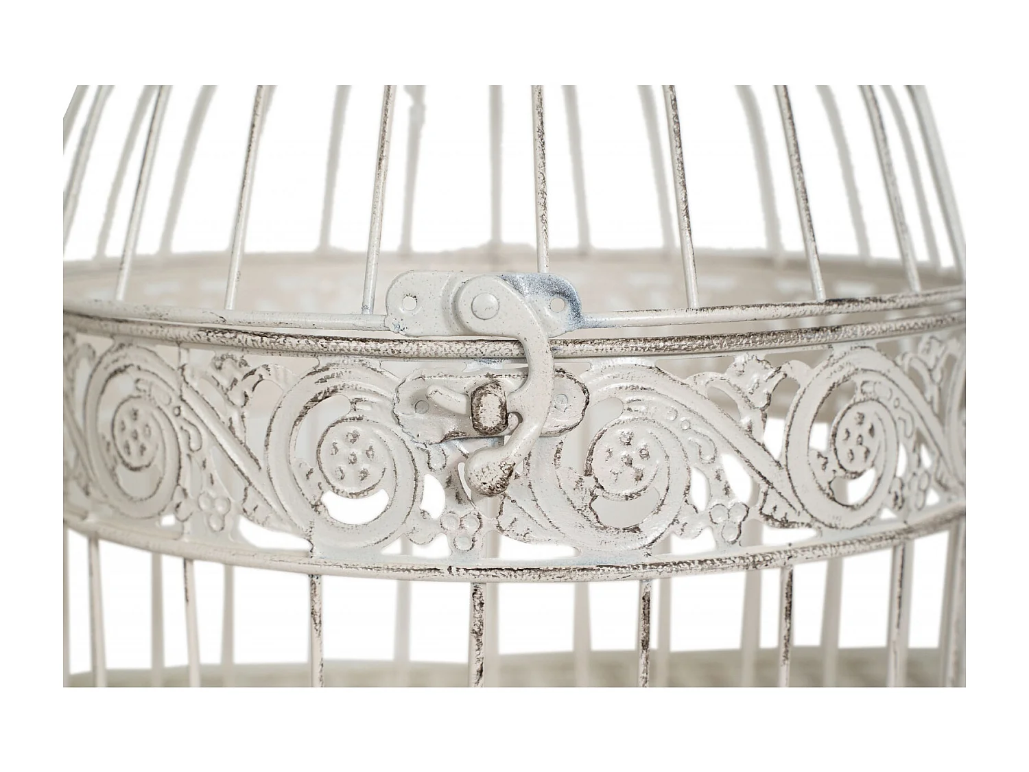 BISCOTTINI Cage pour Animaux - Fer Blanc Antique - Décorative - Jardin - Mobilier - Lot de 3 - 14x14x32 cm, 19x19x40 cm, 25x25x50 cm