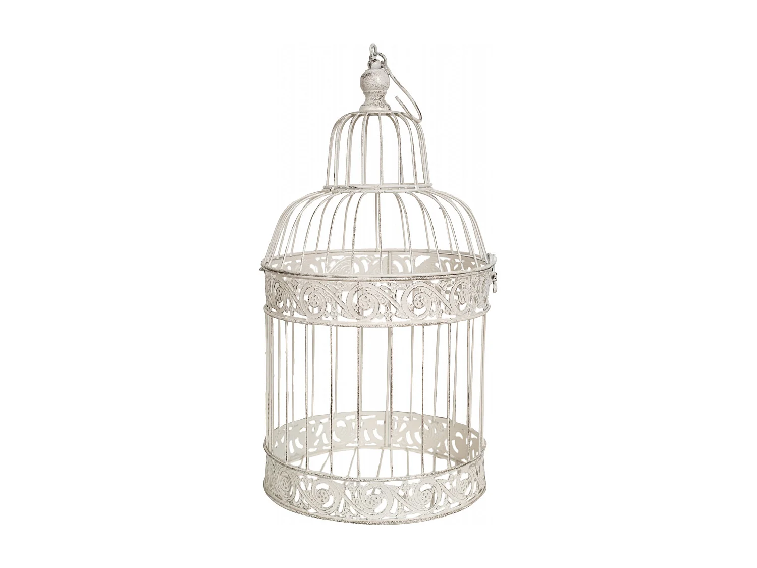 BISCOTTINI Cage pour Animaux - Fer Blanc Antique - Décorative - Jardin - Mobilier - Lot de 3 - 14x14x32 cm, 19x19x40 cm, 25x25x50 cm