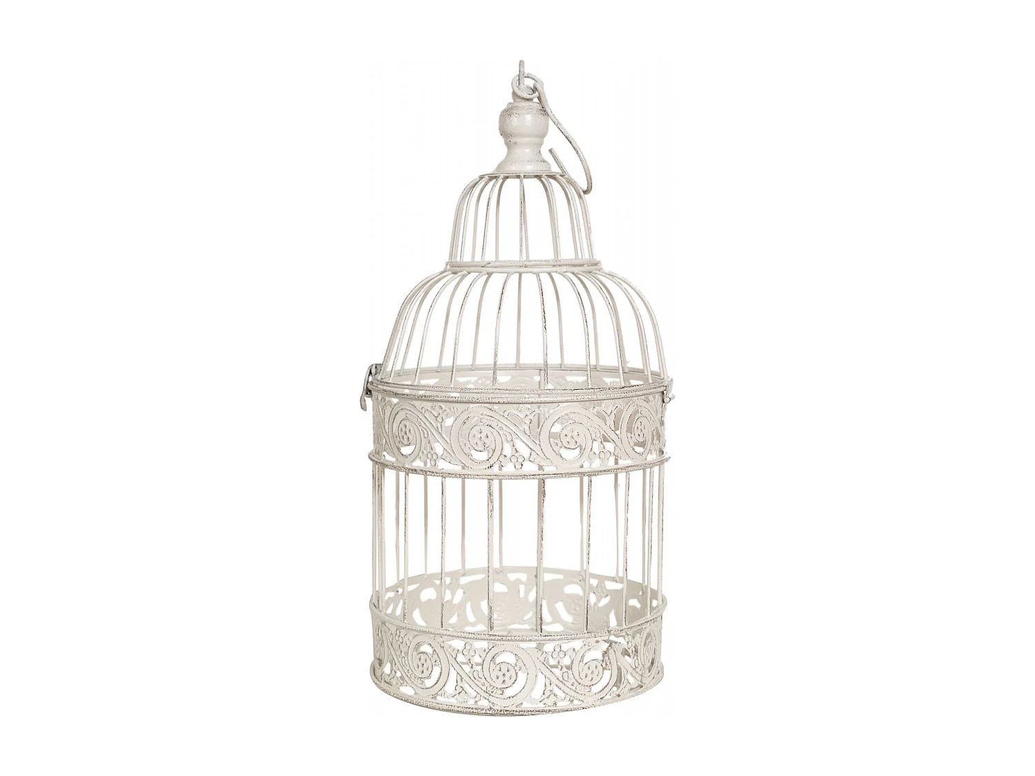 BISCOTTINI Cage pour Animaux - Fer Blanc Antique - Décorative - Jardin - Mobilier - Lot de 3 - 14x14x32 cm, 19x19x40 cm, 25x25x50 cm