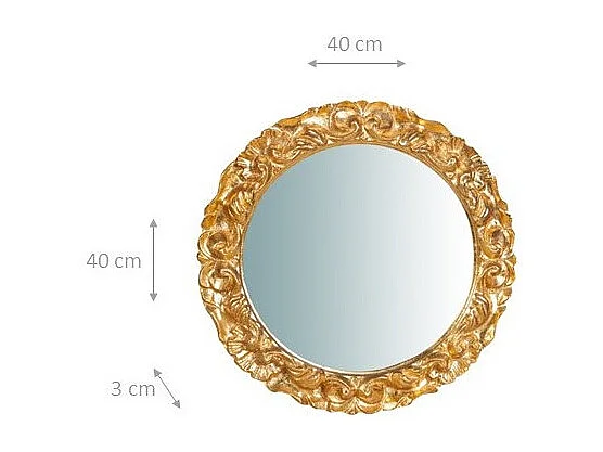 BISCOTTINI Miroir mural - Finition or vieilli - Décoratif - À exposer - Parfait pour le salon - Salle à manger - Chambre - Cuisine - Design mural - Salon - 40x3x40