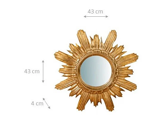 BISCOTTINI Miroir mural - Finition or vieilli - Décoratif - À exposer - Parfait pour le salon - Salle à manger - Chambre - Cuisine - Design mural - Salon - 43x4x43